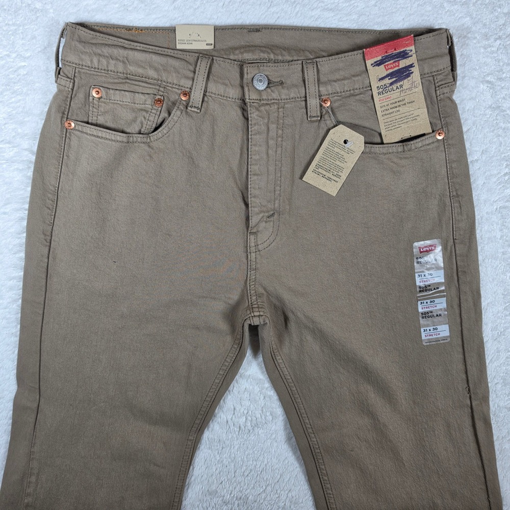 NEW Levis 505 Regular Mens 31/30 Beige Stretch Eco Ease Straight Leg Jeans